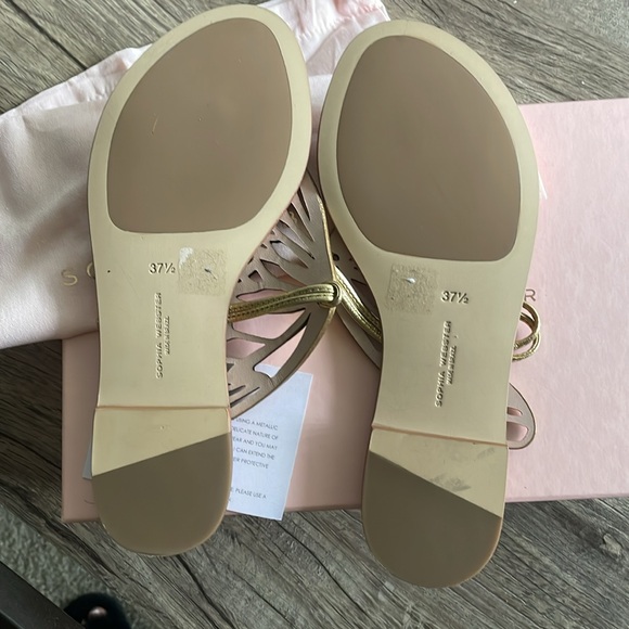 SOPHIA WEBSTER TALULAH FLAT MULE GOLD NAPPA LEATHER SLIDE SIZE EU 37.5/ US 7 - Picture 4 of 4